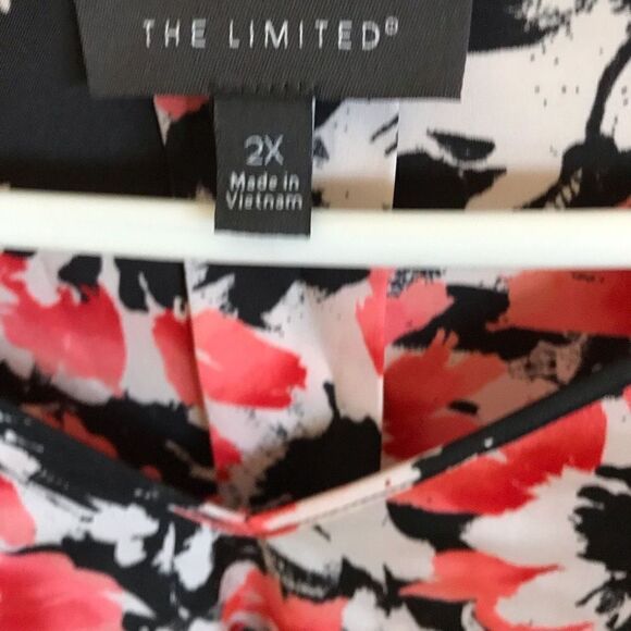 The Limited Plus SZ 2X floral silky feel Blouse Top orange black long sleeve - Picture 6 of 7